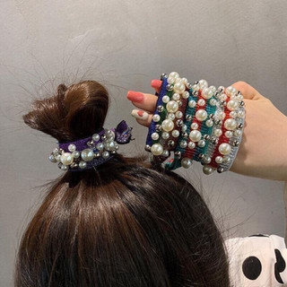 🎀Set 5 Dây cột Tóc, Hạt ngọc 7 Sắc Cầu Vòng