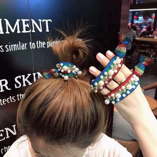 🎀Set 5 Dây cột Tóc, Hạt ngọc 7 Sắc Cầu Vòng