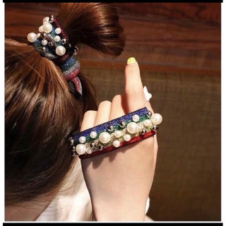 🎀Set 5 Dây cột Tóc, Hạt ngọc 7 Sắc Cầu Vòng