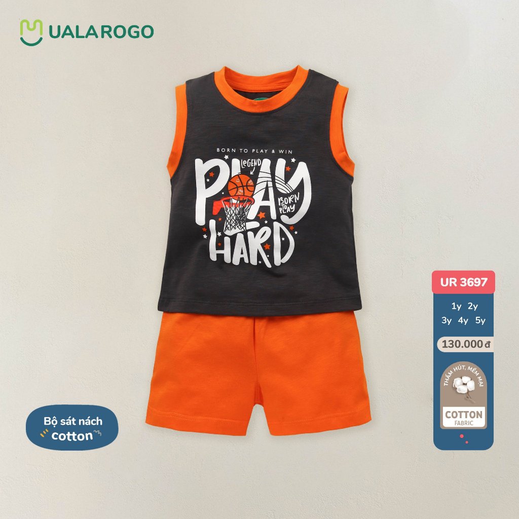 Bộ ba lỗ Uala Rogo chất Bamboo cao cấp mềm mịn thoáng mát thấm hút tốt mẫu mới cho bé trai bé gái 2093 2094 3697