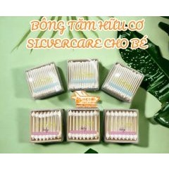 Bông tăm hữu cơ đầu to cho bé Silvercare hộp 56 cái