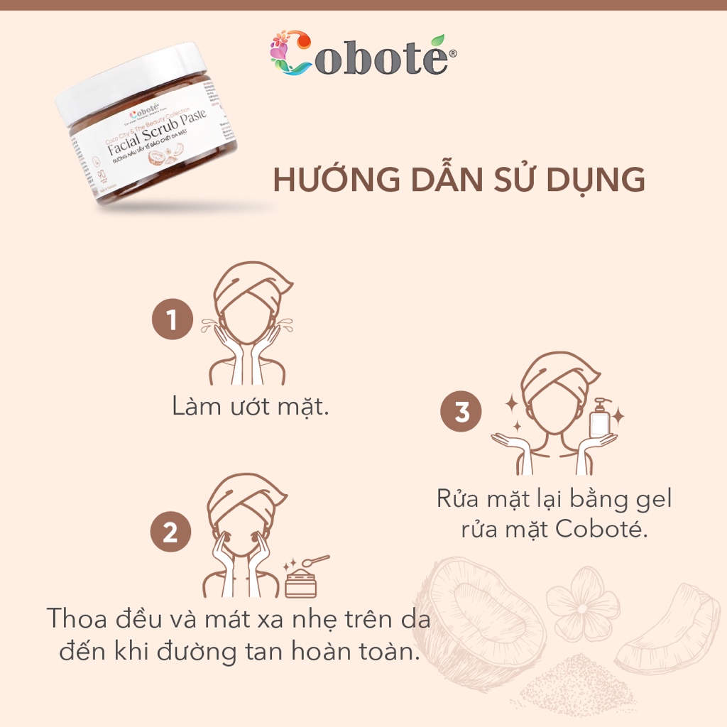 Đường nâu tẩy tế bào chết da mặt Coboté 160g