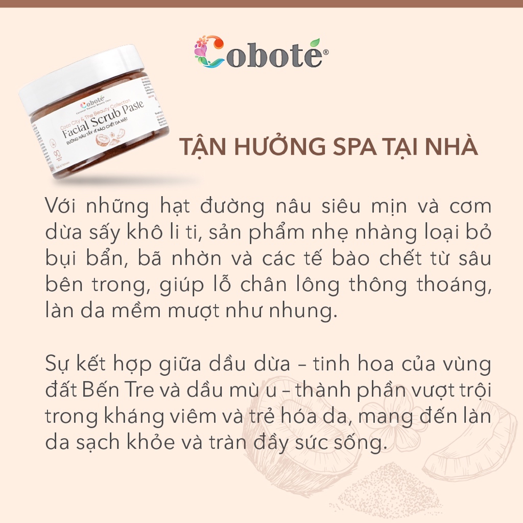 Đường nâu tẩy tế bào chết da mặt Coboté 160g