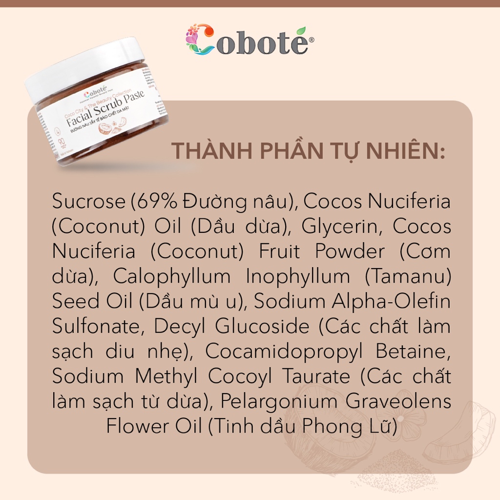 Đường nâu tẩy tế bào chết da mặt Coboté 160g