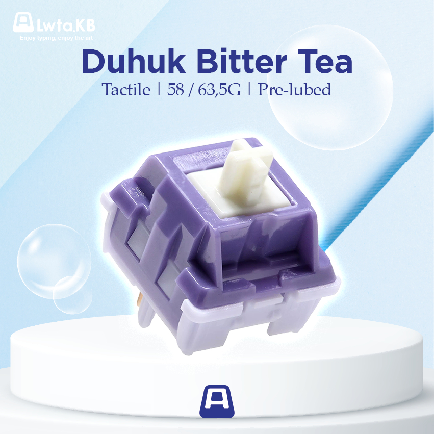 Duhuk Bitter Tea | Switch Cà Tím Tactile| Pre Lube | 5 Pin dùng cho bàn phím cơ