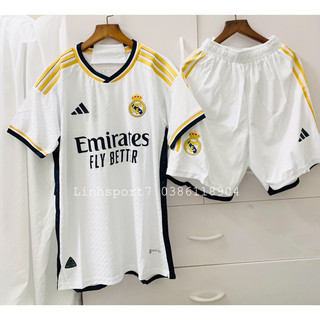 Bộ áo đấu player real madrid 23 24 sân nhà màu trắng logo cao su non