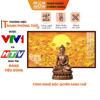 Đèn hào quang phật in tranh trúc chỉ ngang decornow, trang trí ban thờ cho tượng phật, hào quang trúc chỉ dcn-tc90