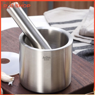 Dụng cụ giã tỏi inox 304, cối đá, bát giã tỏi, hũ giã tỏi gia đình（Free ship）