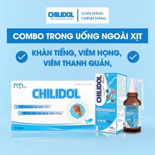 CHILIDOL giảm khàn tiếng, viêm họng, viêm thanh quản (Combo 3 hộp + 1 xịt)