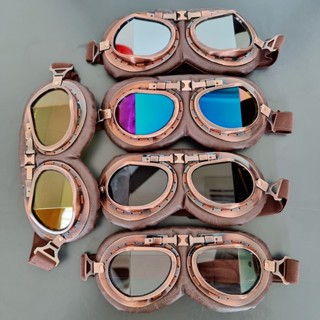 Kính phi công viền đồng GRO HELMET cao cấp dây nâu dáng cổ điển gắn mũ bảo hiểm 1/2,nón bảo hiểm 3/4 nhiều màu đẹp, chất