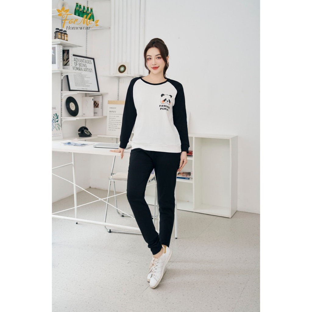 BỘ COTTON DÀI TAY PANDA KIỂU DÁNG THỂ THAO, FORME PIJAMAS