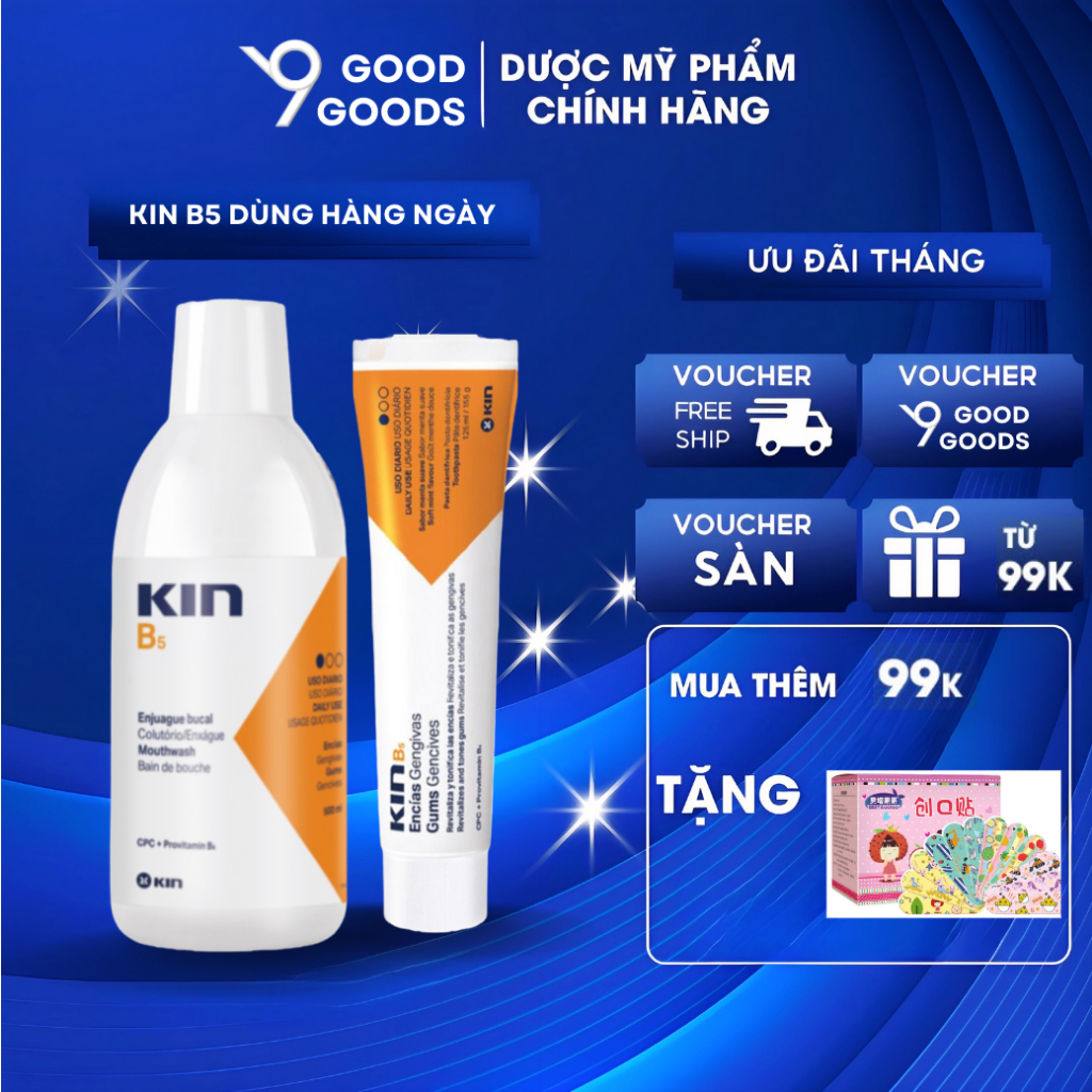 KIN B5 Nước súc miệng KIN B5 500ml và Kem đánh răng KIN B5 125ml