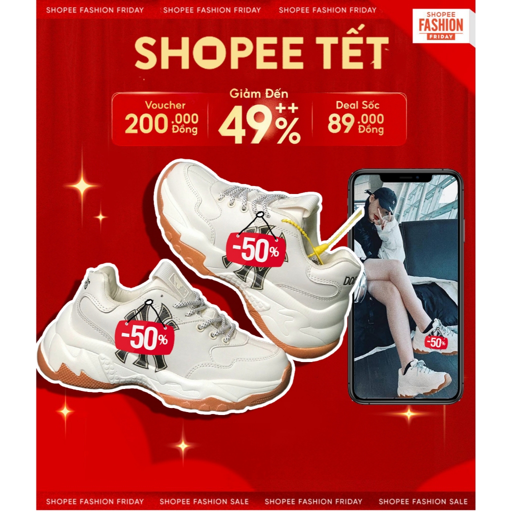 Giày Chunky Đế Tách Màu Nâu, NY hot trend nam nữ bản C.Cấp full phụ kiện