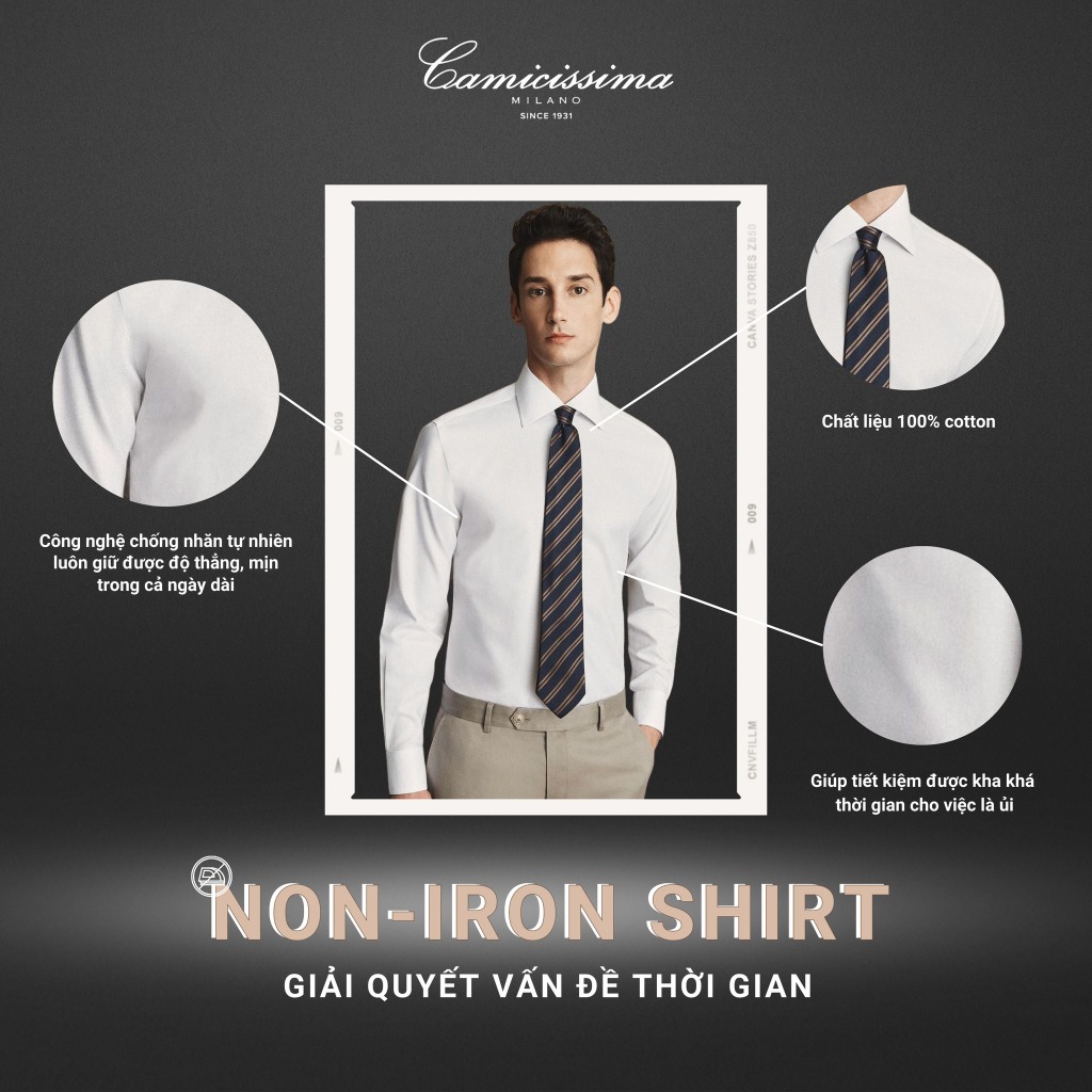 Áo Sơ Mi Nam Tay Dài CAMICISSIMA Trắng Sọc Nhiều Màu Form Slim Fit Dòng Non-iron - NISFWHIVS11085