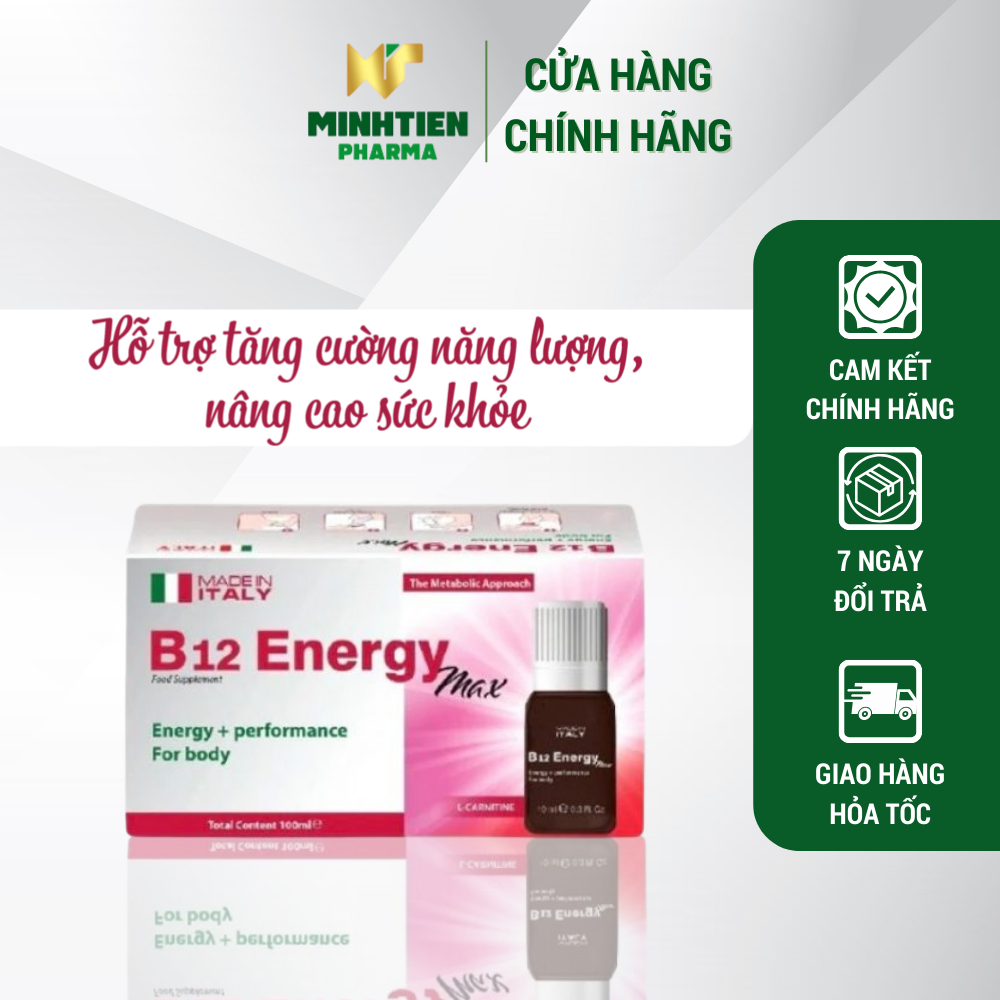 [Nhập Khẩu Italy]Dung dịch uống B12 energy max- Bổ sung Vitamin B12,acid amin-Hỗ Trợ Tăng Cường Sức 