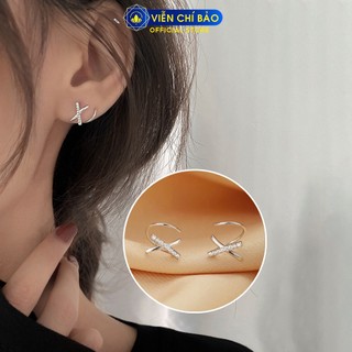 Bông tai bạc nữ chữ X xoắn nạm đá trắng chất liệu bạc 925 - Viễn Chí Bảo B400259