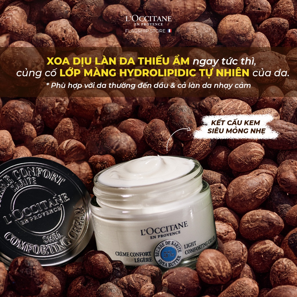 Kem Dưỡng Ẩm L'Occitane hương Bơ Đậu Mỡ Shea Light Comforting Cream 50ml (Face care)