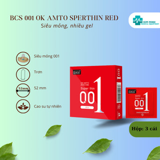 Bao cao su siêu mỏng juncai 001 ok amto super thin 1 hộp 3 cái