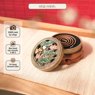 Lư đốt trầm hoa sen nhà mình, lư đốt trầm hương gốm, lư xông trầm hương xông nhà, bàn thờ