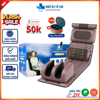 Nệm massage toàn thân kèm đệm massage chân misuko mat-c88 3d 12 điểm, thảm ghế mát xa rung