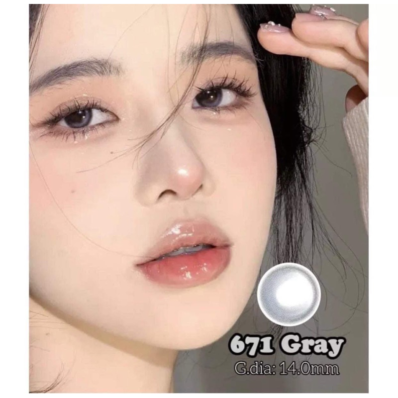 KÍNH ÁP TRÒNG HÀN QUỐC 671 Gray 14.0mm , NỘI ĐỊA TRUNG CÓ GIẤY TỜ ĐẦY ĐỦ( TẶNG KÈM KHAY ĐƠN ĐỰNG LENS)