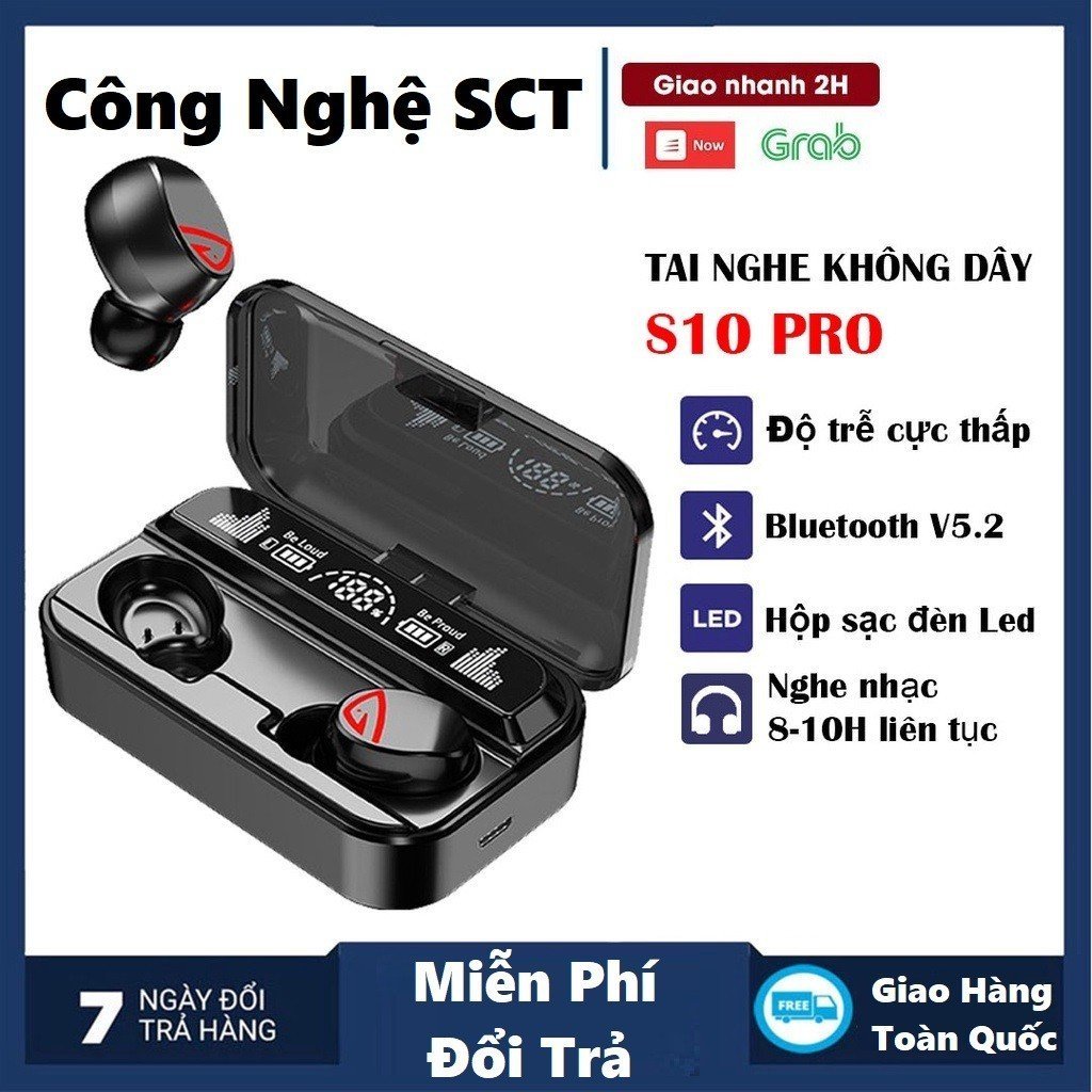 Tai Nghe Bluetooth 5.0 S10 Pro Bản Quốc Tế Kết Nối Bluetooth Thể thao Bass Cực Hay Pin Khủng
