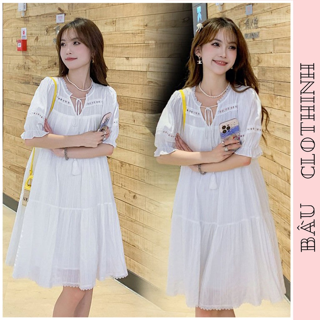 ĐẦM VÁY BẦU TIỂU THƯ CÔNG CHÚA V708 DÁNG SUÔNG FORM RỘNG CHẤT TƠ NHĂN 2 LỚP THANH LỊCH TRẺ TRUNG - ĐẦM VÁY CÔNG SỞ ĐẸP