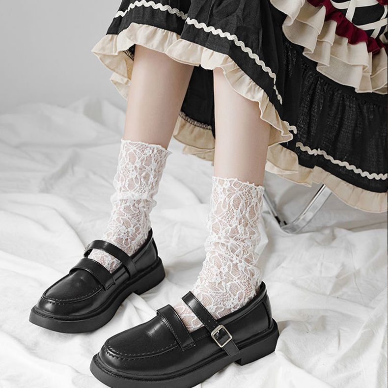 Tất họa tiết nữ vớ lolita phong cách ren lưới y2k Hàn Quốc giữ ấm chân chống nắng 4 mùa