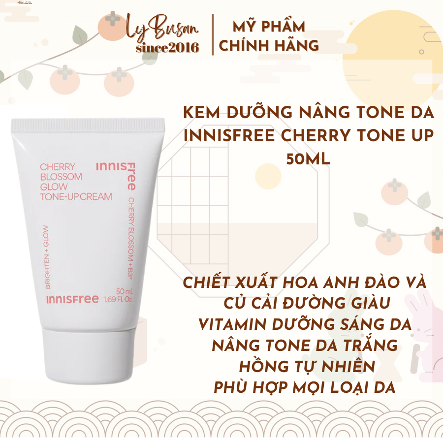 Kem dưỡng trắng thuần chay Innisfree Jeju Cherry Blossom Tone Up 50ml