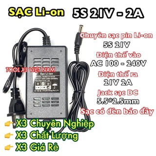 Sạc li-on 5s 21v 2a có đèn báo đầy