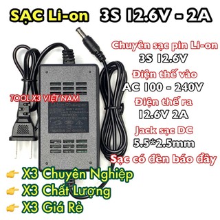 Sạc li-on 3s 12.6v 2a có đèn báo đầy