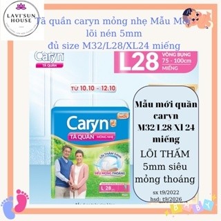 Tã quần caryn người lớn, bỉm quần người già gói lớn m32/l28/xl24