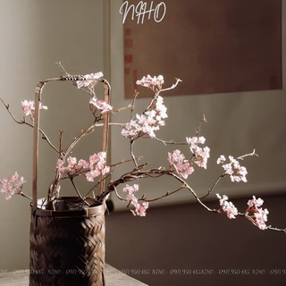 Hoa tuyết mai, hoa mận cành hoa giả, đào tuyết lê hoa lụa cao cấp NIHO trang trí decor ngày tết 2024 NHD21089