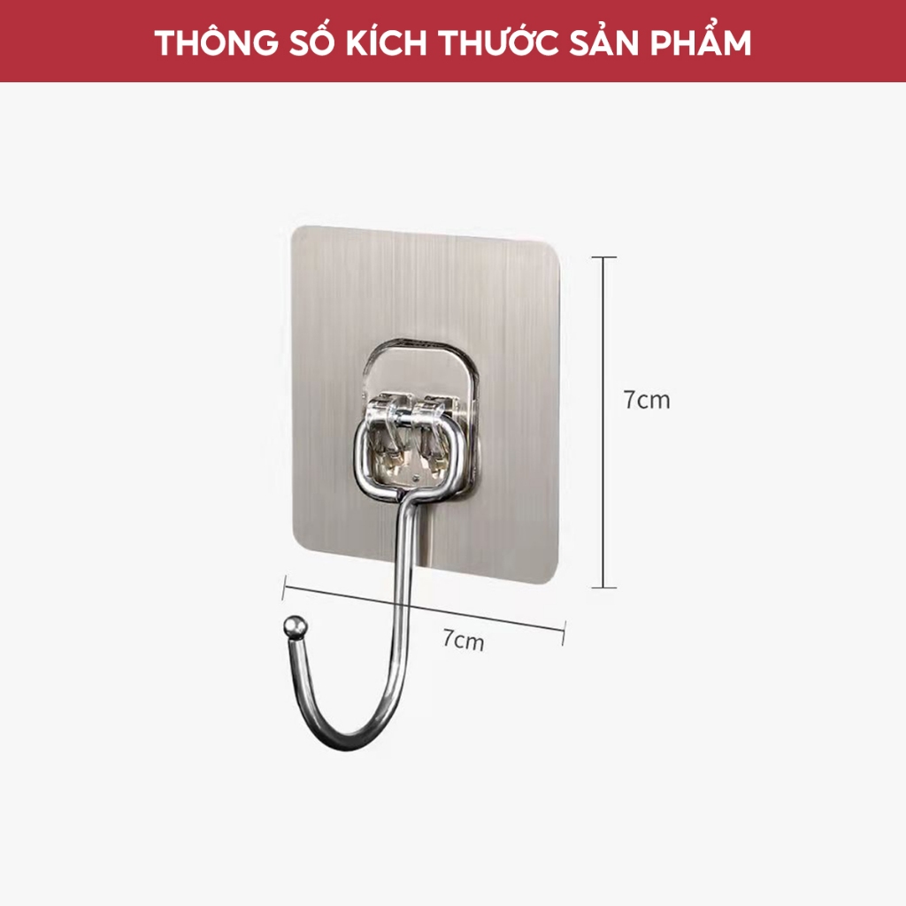 Móc dán tường siêu dính chịu lực inox 304, Móc dính tường treo đồ quần áo đồ dùng đa năng tiện ích | BigBuy360 - bigbuy360.vn