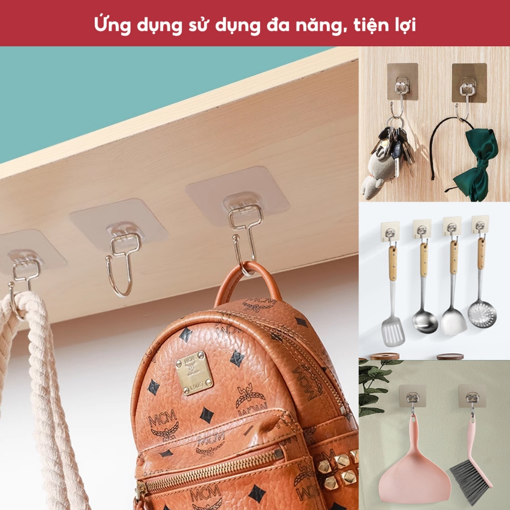 Móc dán tường siêu dính chịu lực inox 304, Móc dính tường treo đồ quần áo đồ dùng đa năng tiện ích | BigBuy360 - bigbuy360.vn