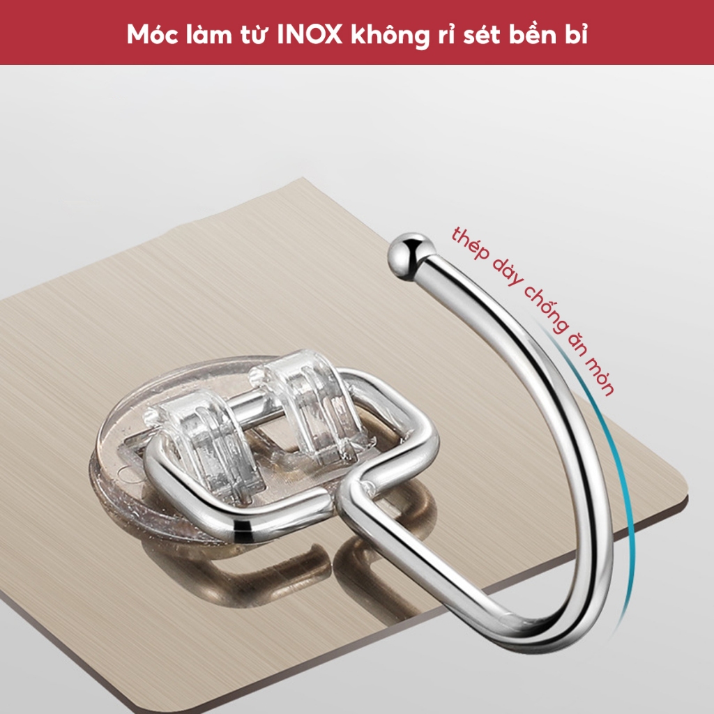 Móc dán tường siêu dính chịu lực inox 304, Móc dính tường treo đồ quần áo đồ dùng đa năng tiện ích | BigBuy360 - bigbuy360.vn
