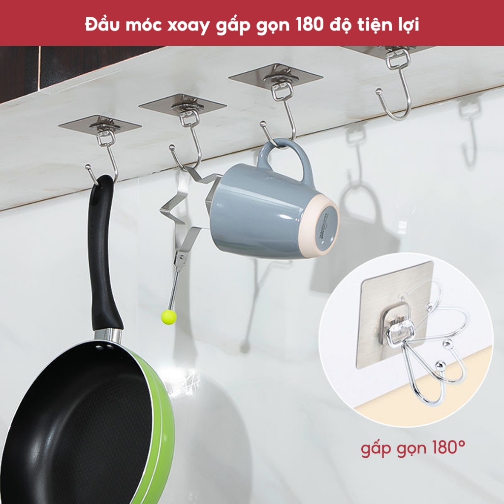 Móc dán tường siêu dính chịu lực inox 304, Móc dính tường treo đồ quần áo đồ dùng đa năng tiện ích | BigBuy360 - bigbuy360.vn