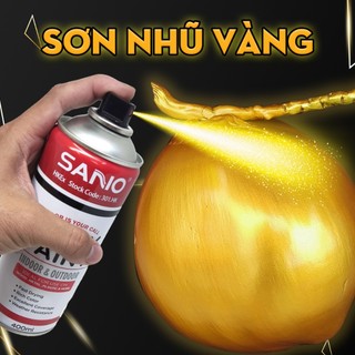Sơn xịt nhũ vàng SANO ánh kim lấp lánh, bền màu, độ phủ cao, nhanh khô - Mã màu 2599