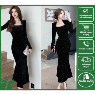 ĐẦM NHUNG ĐUÔI CÁ ĐÍNH ĐÁ 3008525 Trần Hân Shop