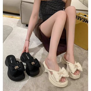 Dép nữ kẹp ngón nơ phồng chữ M đế cao 5cm