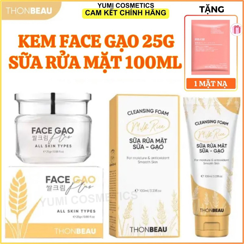 (Combo)Kem face gạo plus (size lớn) + Sữa rửa mặt gạo (size lớn) dưỡng da mịn mạng căng bóng, sạch nhờn, se lỗ chân lông