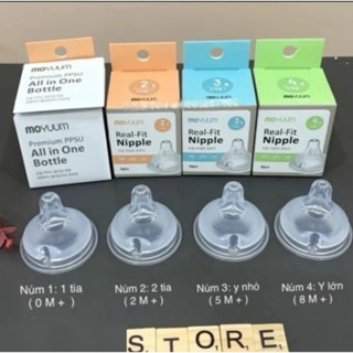 Núm ti bình sữa moyuum đủ size 1,2,3,4 [HỘP 2c]