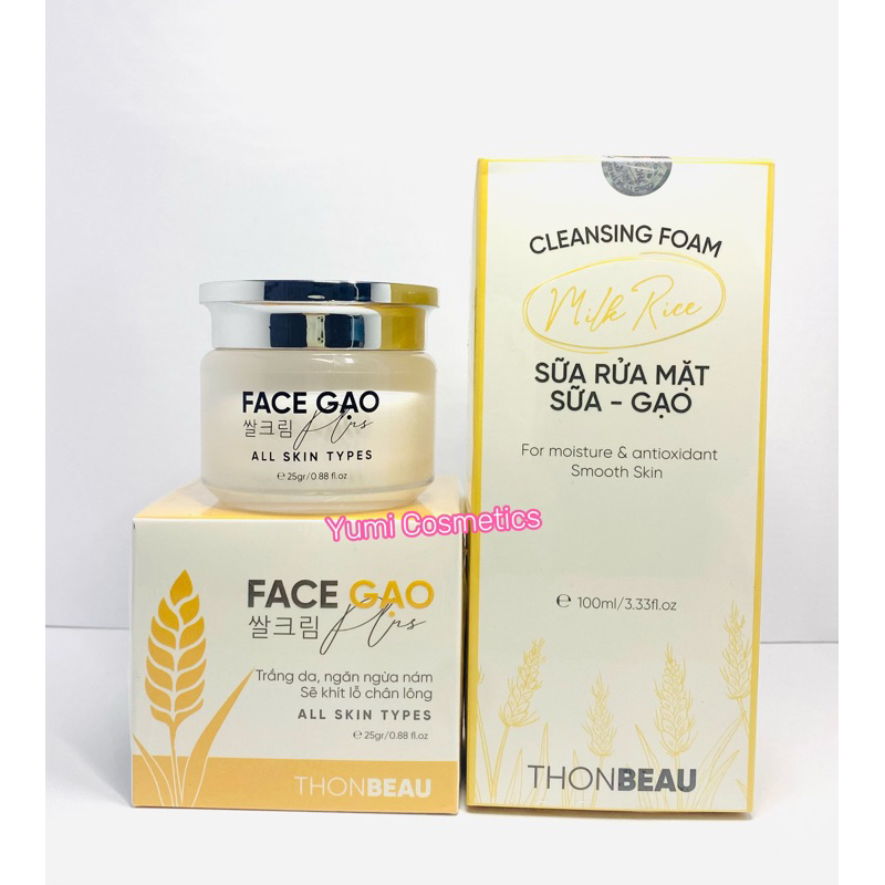 (Combo)Kem face gạo plus (size lớn) + Sữa rửa mặt gạo (size lớn) dưỡng da mịn mạng căng bóng, sạch nhờn, se lỗ chân lông