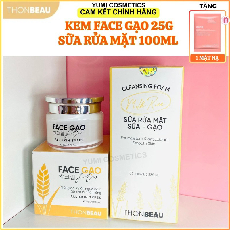 (Combo)Kem face gạo plus (size lớn) + Sữa rửa mặt gạo (size lớn) dưỡng da mịn mạng căng bóng, sạch nhờn, se lỗ chân lông