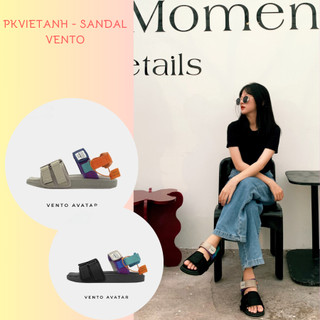 Sandal vento nữ chính hãng màu be cam/xanh đen size 36-39 .