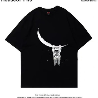 Áo Thun Nam Cotton In Hình Phi Hành Gia Mặt Trăng Độc Lạ