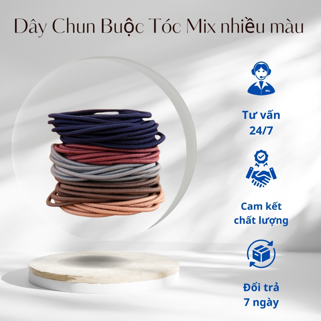 Dây buộc tóc mix nhiều màu set 100 chiếc
