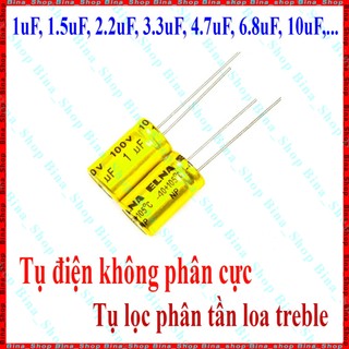Tụ điện không phân cực 100v nhiều trị số, tụ lọc phân tần gắn loa treble 1uf/1.5uf/2.2uf/3.3uf/4.7uf/6.8uf/10uf