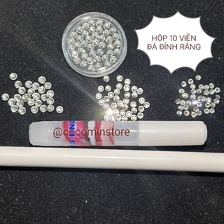 Hộp 10 Viên Đá Đính Răng nhiều size, tặng keo dán và bút, có hướng dẫn kèm theo