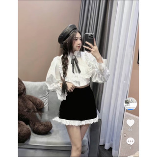 Áo sơ mi cổ bèo tay loe